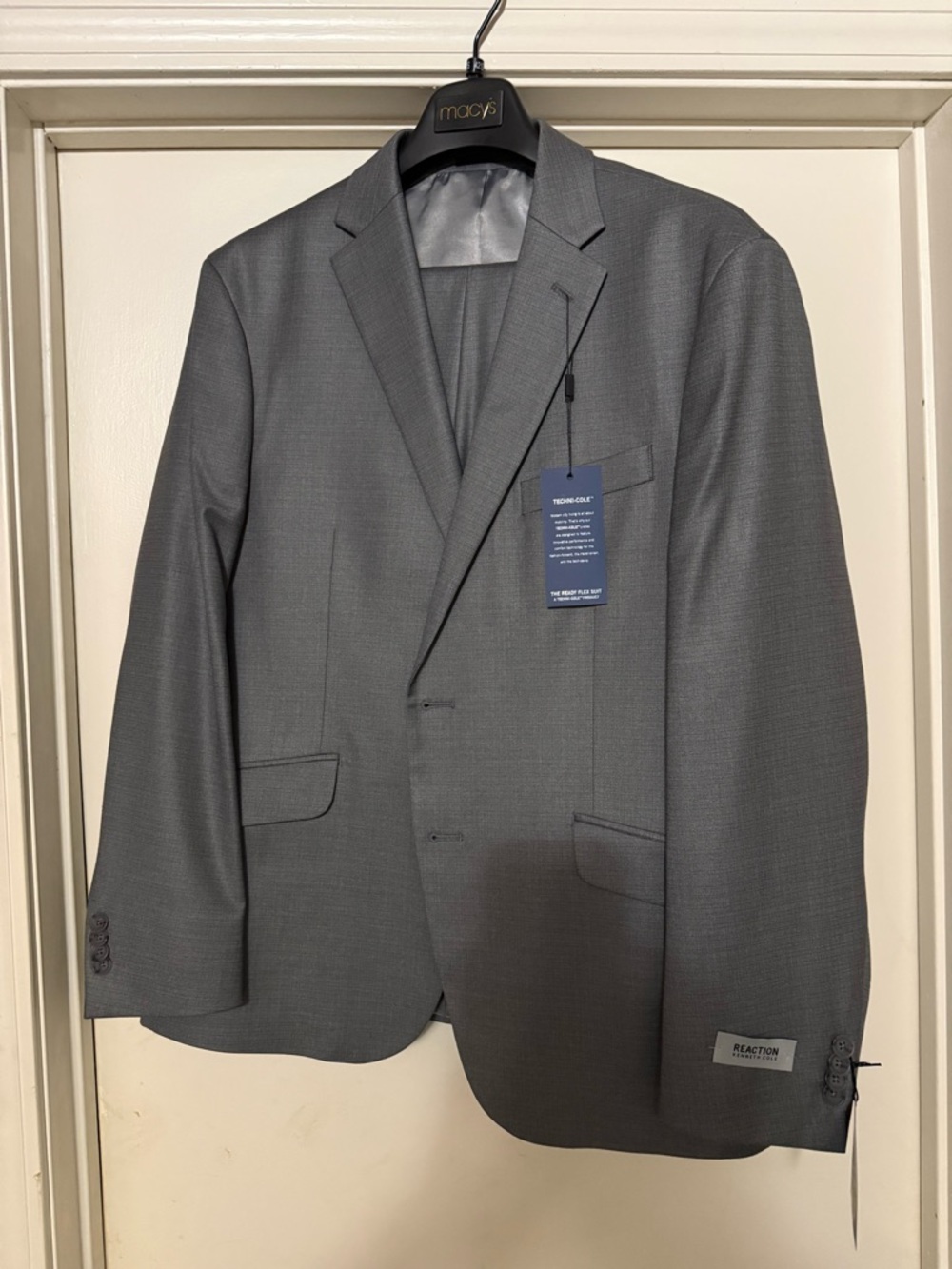 Kenneth Cole Gray Textured Notch Lapel Suit Jacket